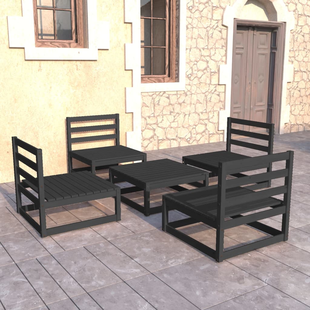 5 Piece Garden Lounge Set Solid Wood Pine