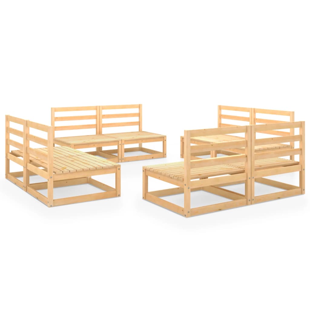 8 Piece Garden Lounge Set Solid Wood Pine