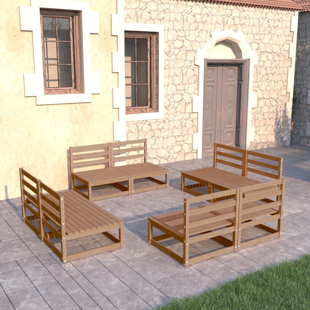 8 Piece Garden Lounge Set Solid Wood Pine