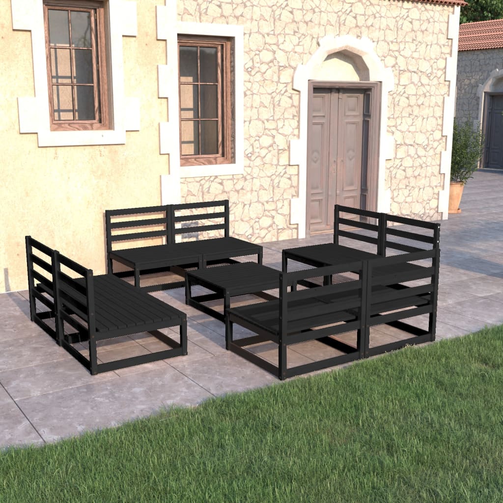 9 Piece Garden Lounge Set Solid Pinewood