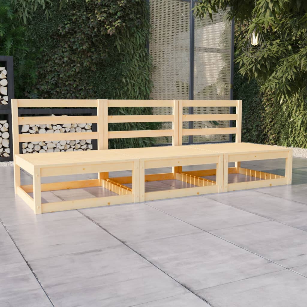 Garden 3-Seater Sofa Solid Pinewood