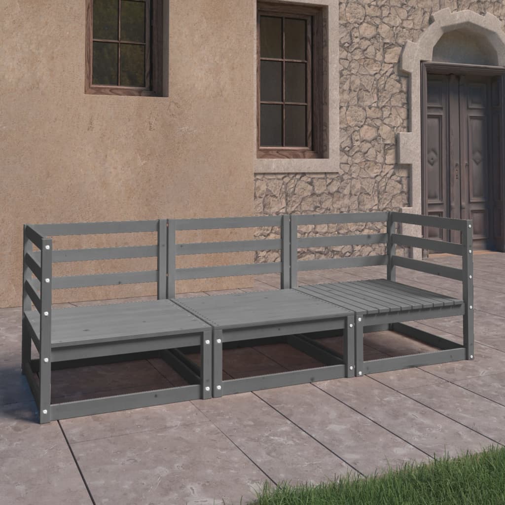 Garden 3-Seater Sofa Solid Pinewood