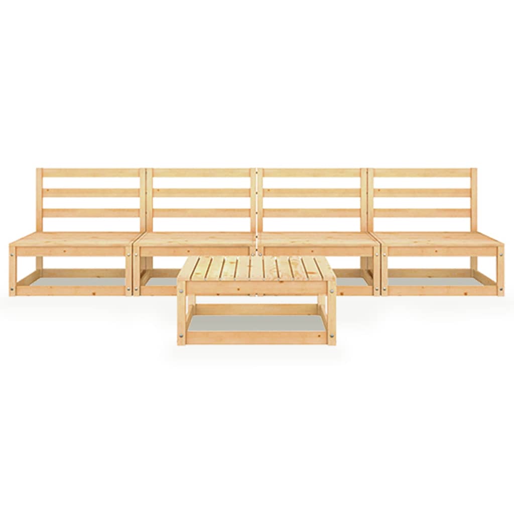 5 Piece Garden Lounge Set Solid Wood Pine