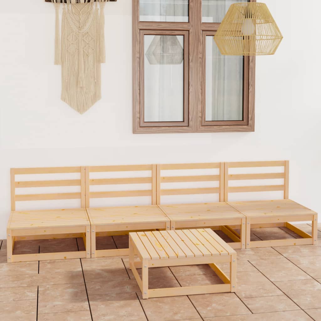 5 Piece Garden Lounge Set Solid Wood Pine