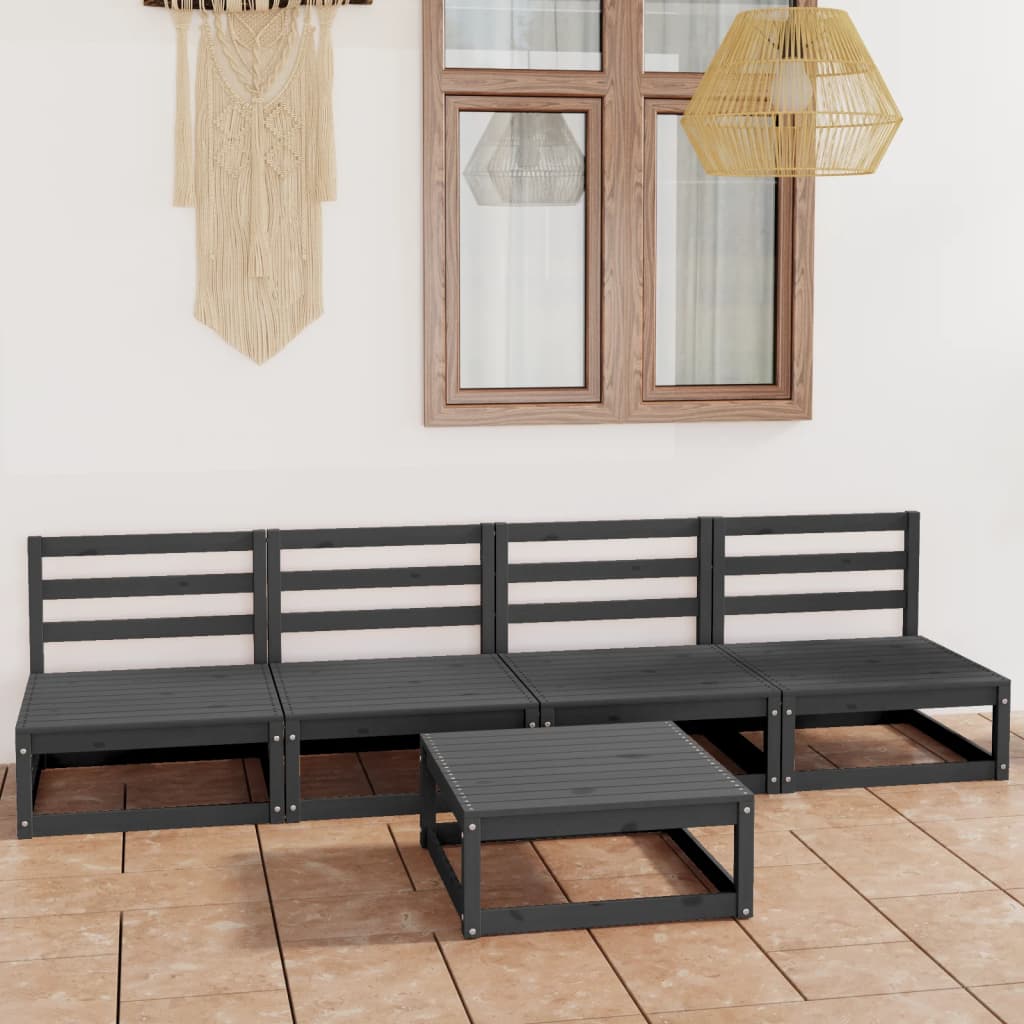 5 Piece Garden Lounge Set Solid Wood Pine