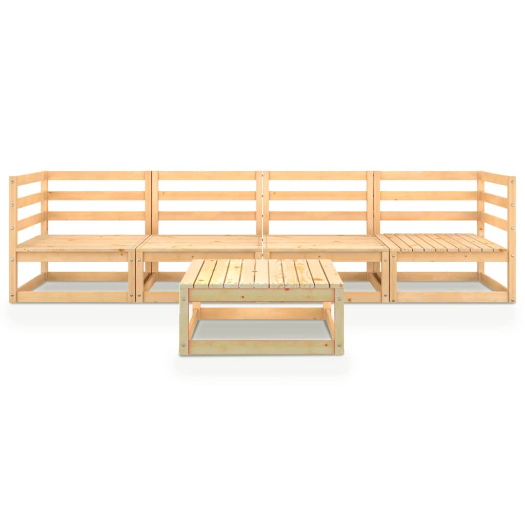 5 Piece Garden Lounge Set Solid Wood Pine