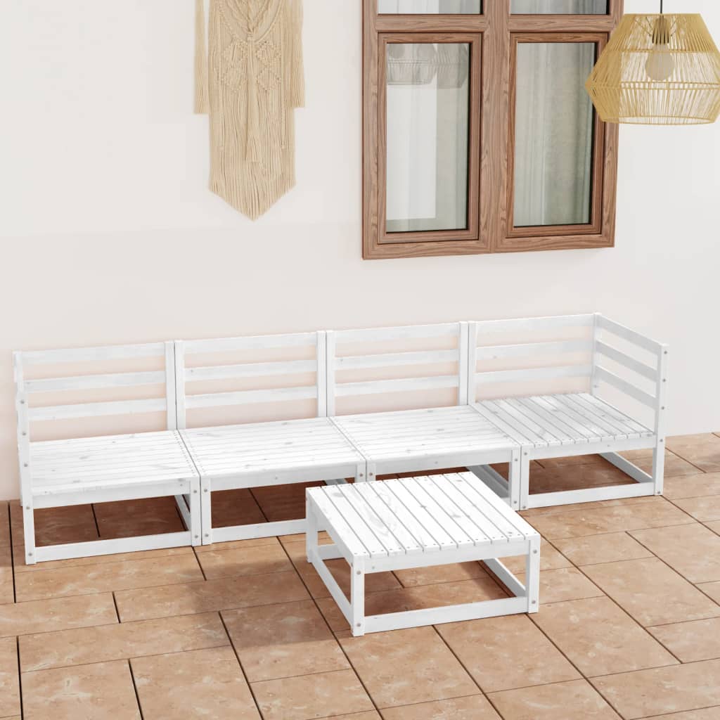 5 Piece Garden Lounge Set Solid Wood Pine