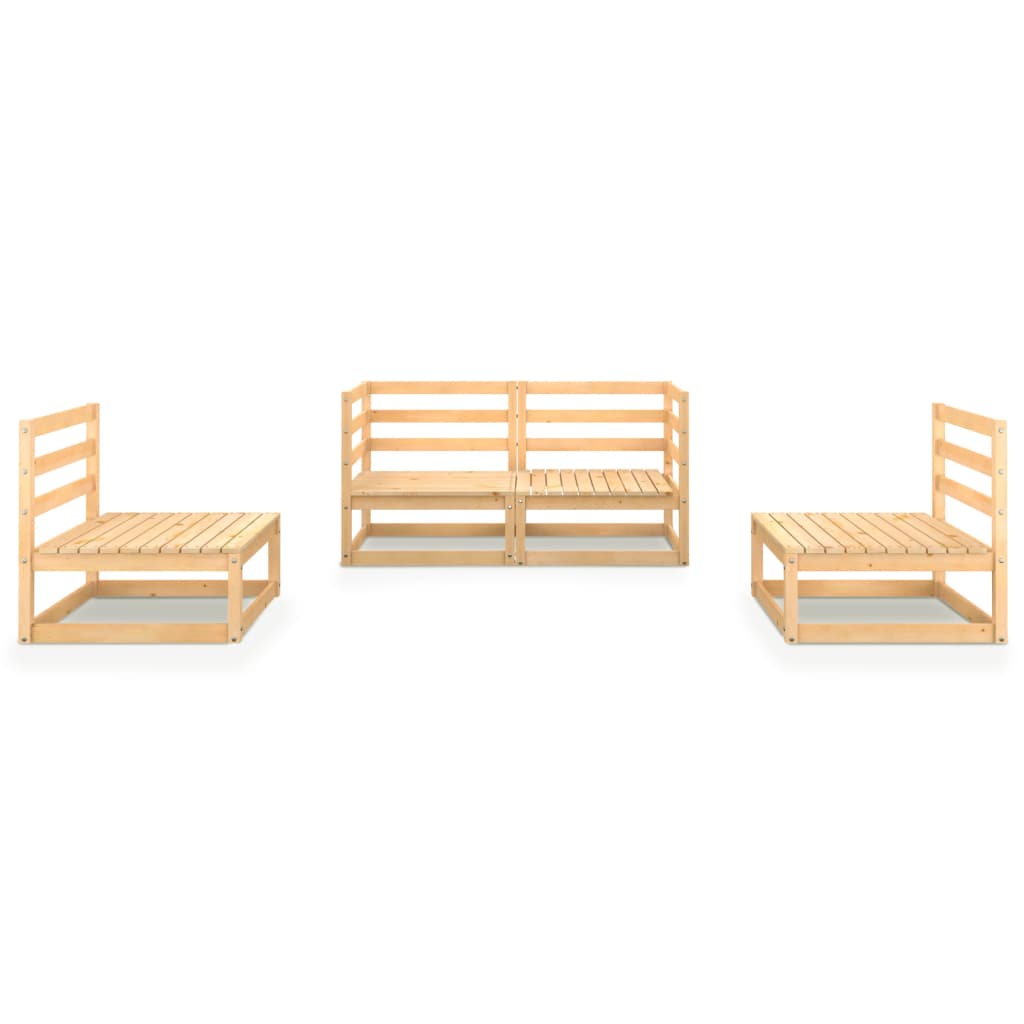 4 Piece Garden Lounge Set Solid Wood Pine