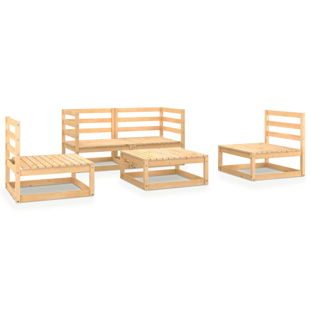 5 Piece Garden Lounge Set Solid Wood Pine