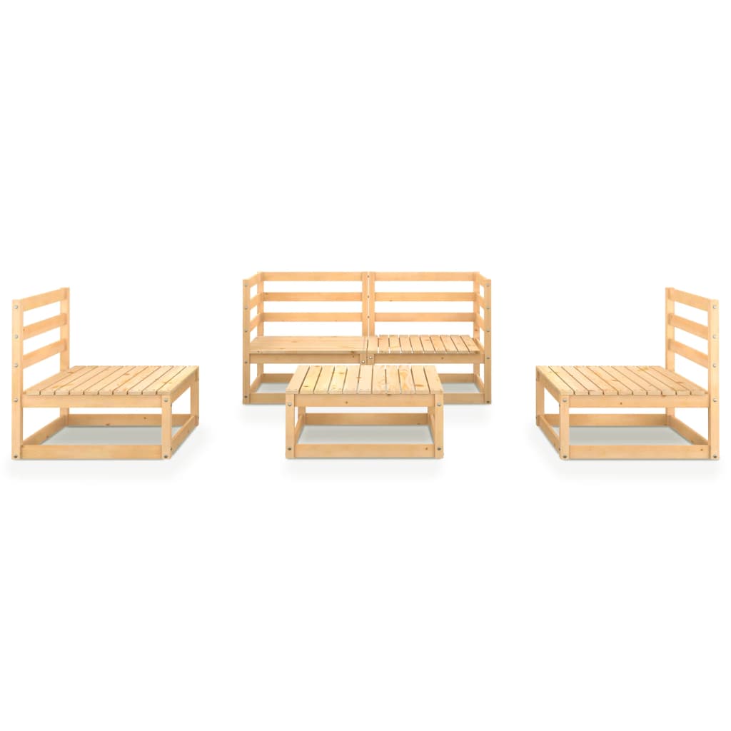 5 Piece Garden Lounge Set Solid Wood Pine