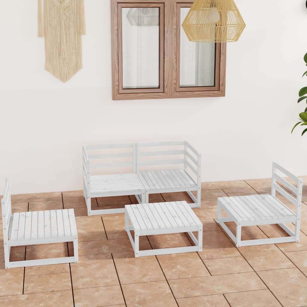 5 Piece Garden Lounge Set Solid Wood Pine