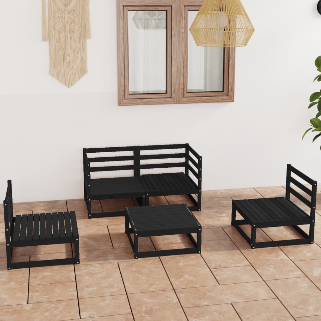 5 Piece Garden Lounge Set Solid Wood Pine