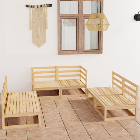 6 Piece Garden Lounge Set Solid Pinewood