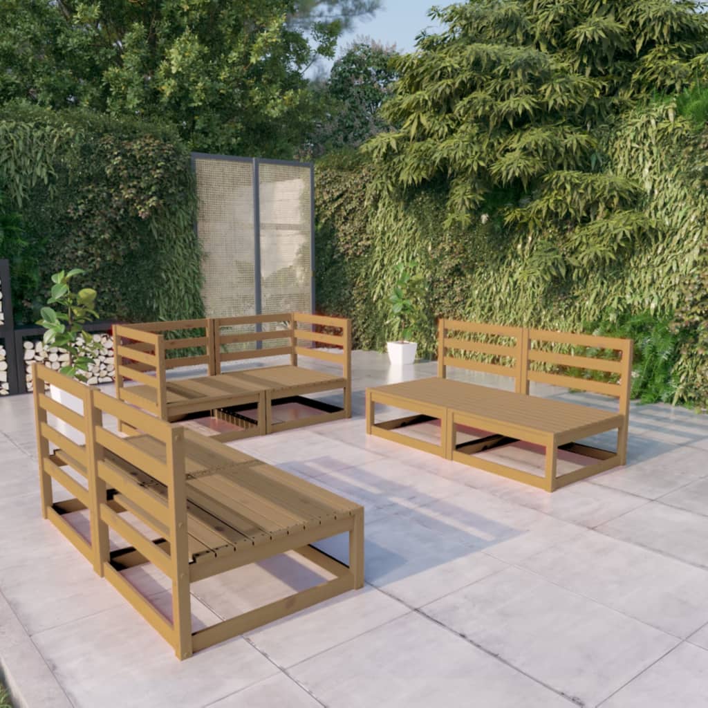 6 Piece Garden Lounge Set Solid Pinewood