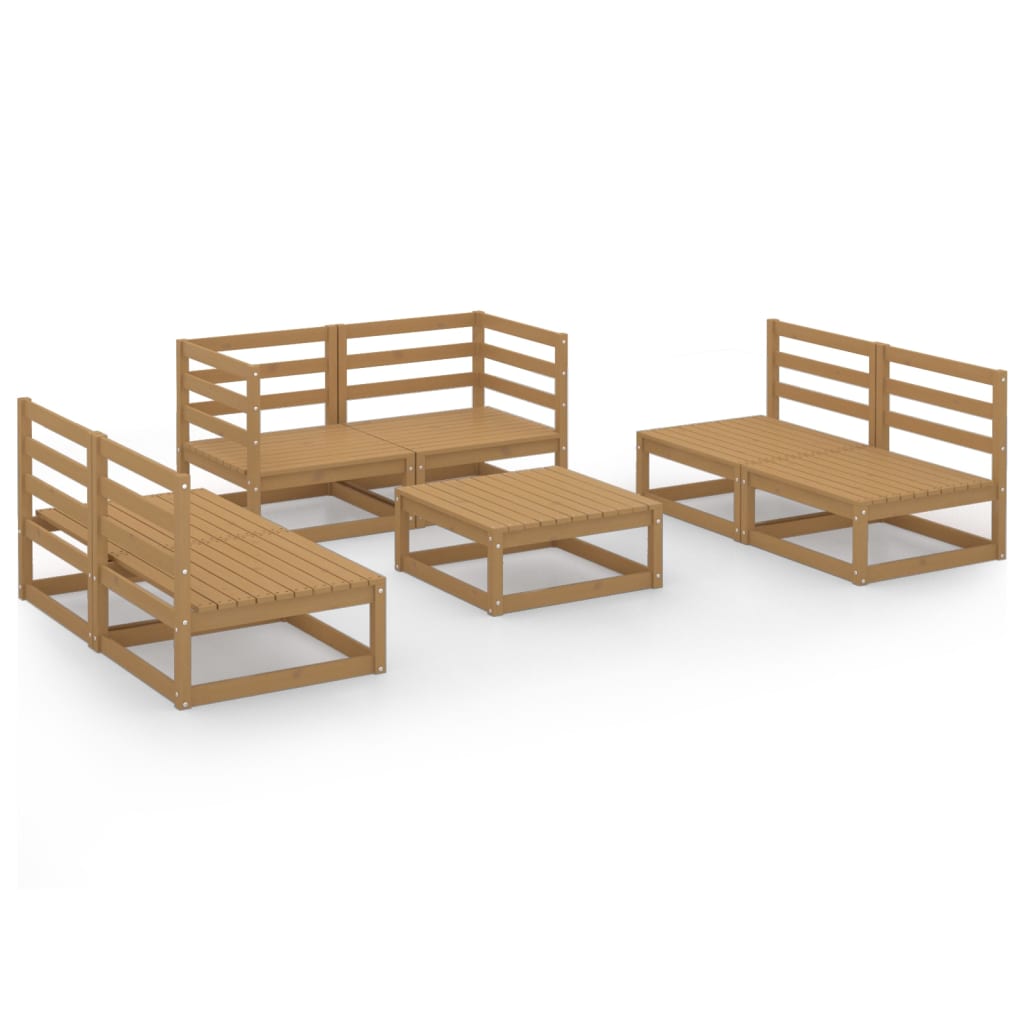 7 Piece Garden Lounge Set Solid Pinewood