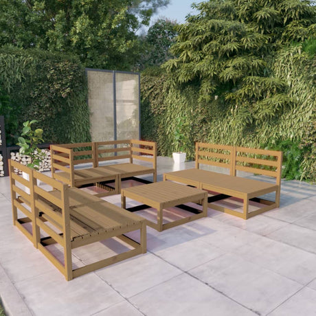 7 Piece Garden Lounge Set Solid Pinewood