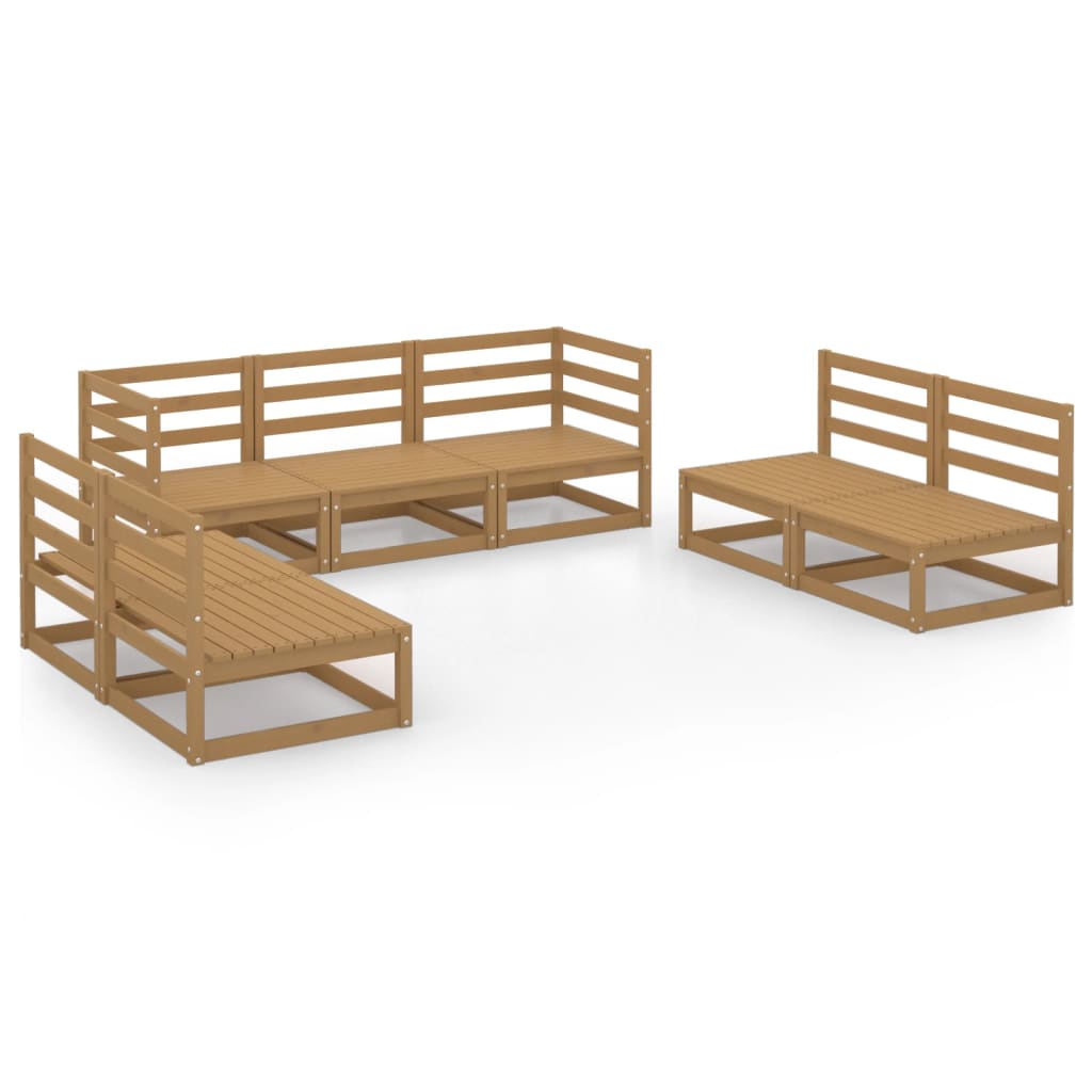 7 Piece Garden Lounge Set Solid Pinewood