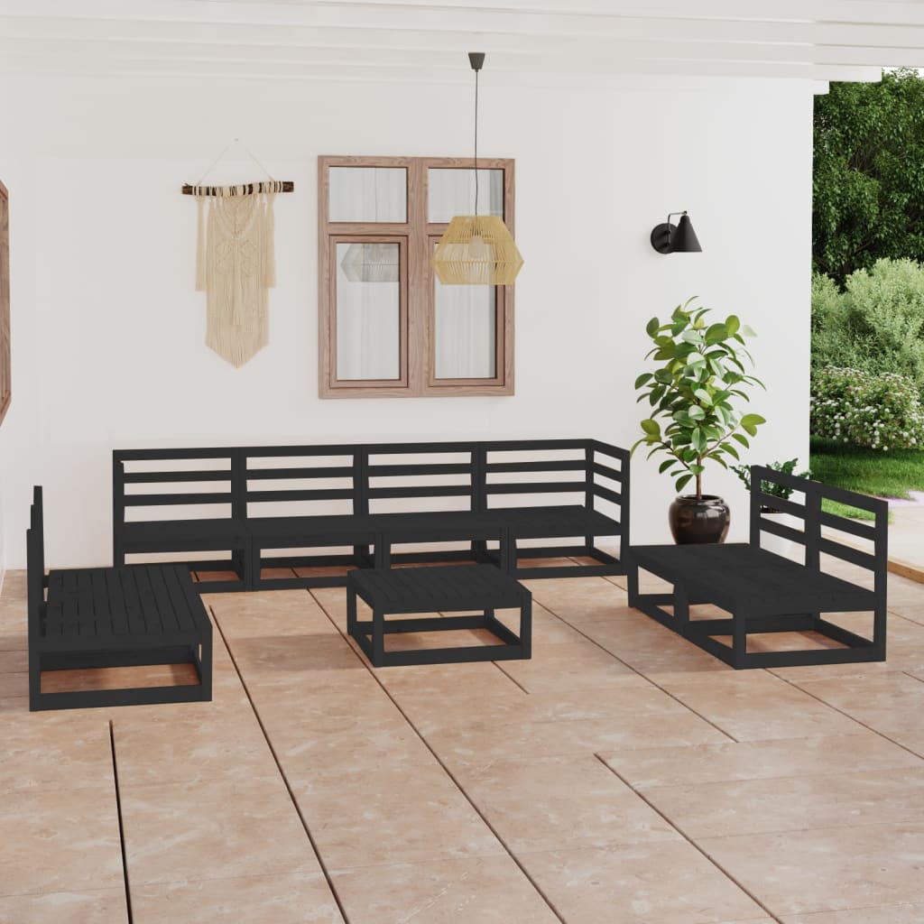 9 Piece Garden Lounge Set Solid Pinewood