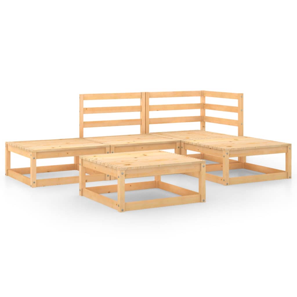 5 Piece Garden Lounge Set Solid Wood Pine