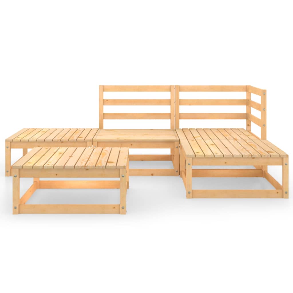 5 Piece Garden Lounge Set Solid Wood Pine
