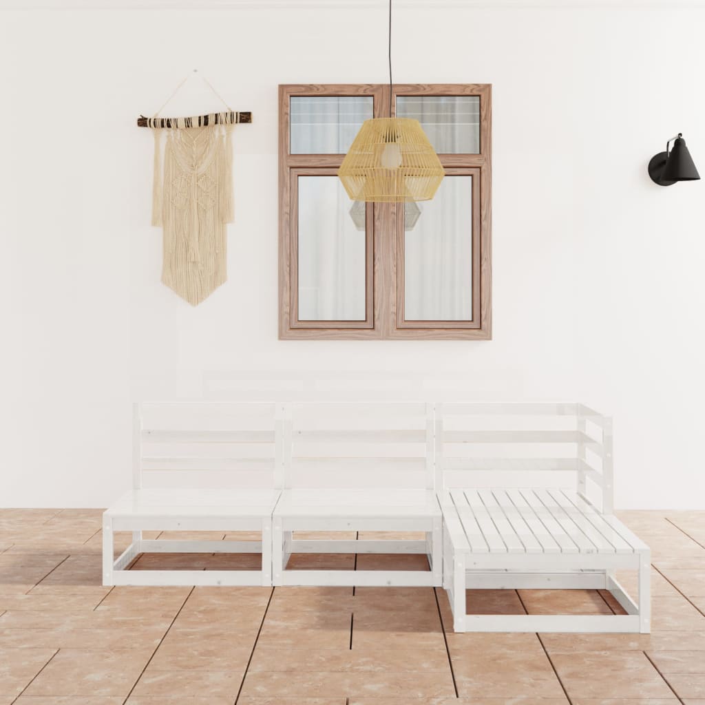 4 Piece Garden Lounge Set Solid Wood Pine