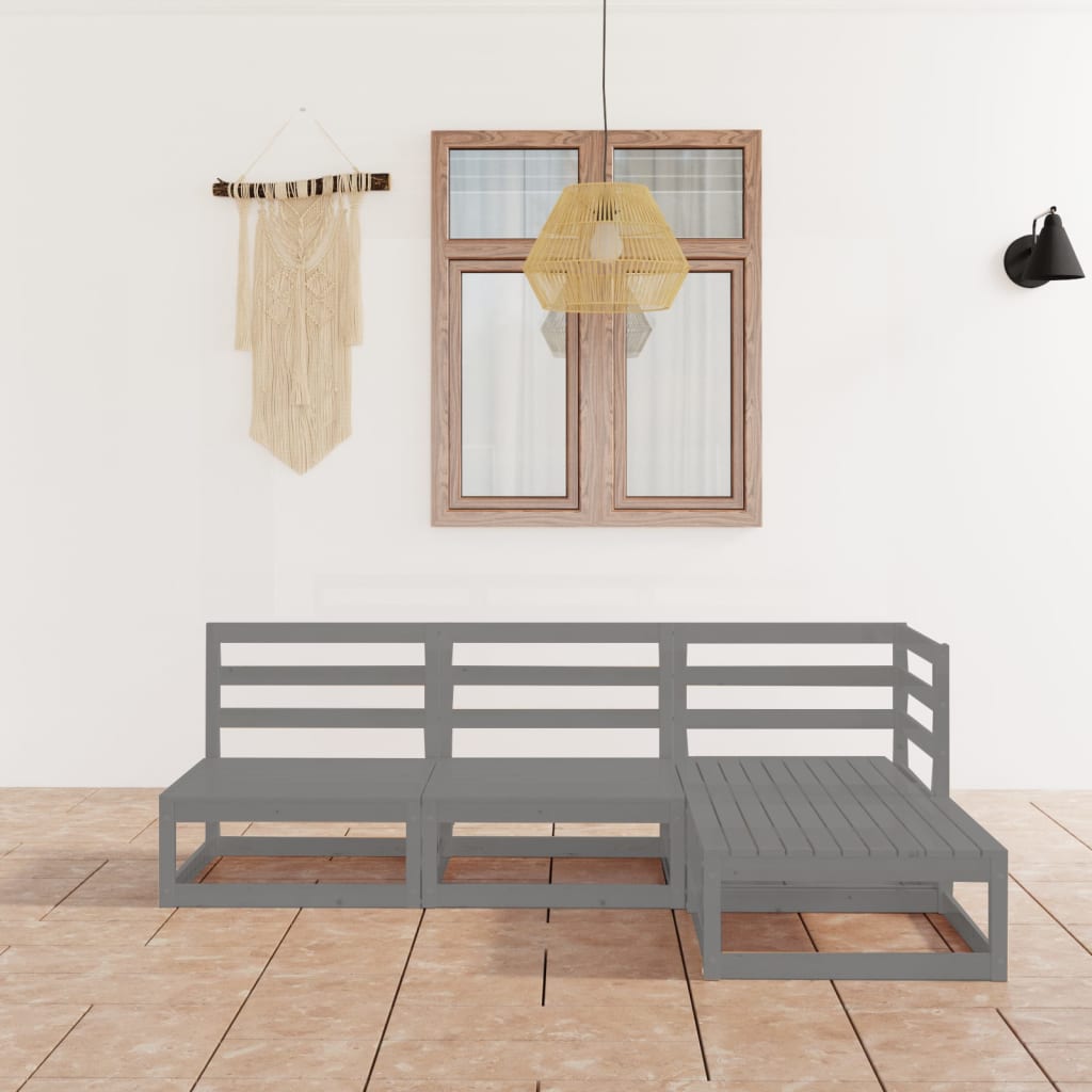 4 Piece Garden Lounge Set Solid Wood Pine