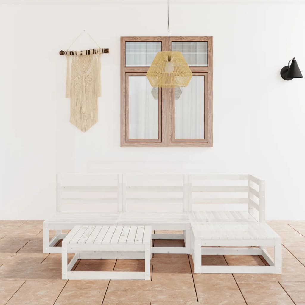 5 Piece Garden Lounge Set Solid Wood Pine