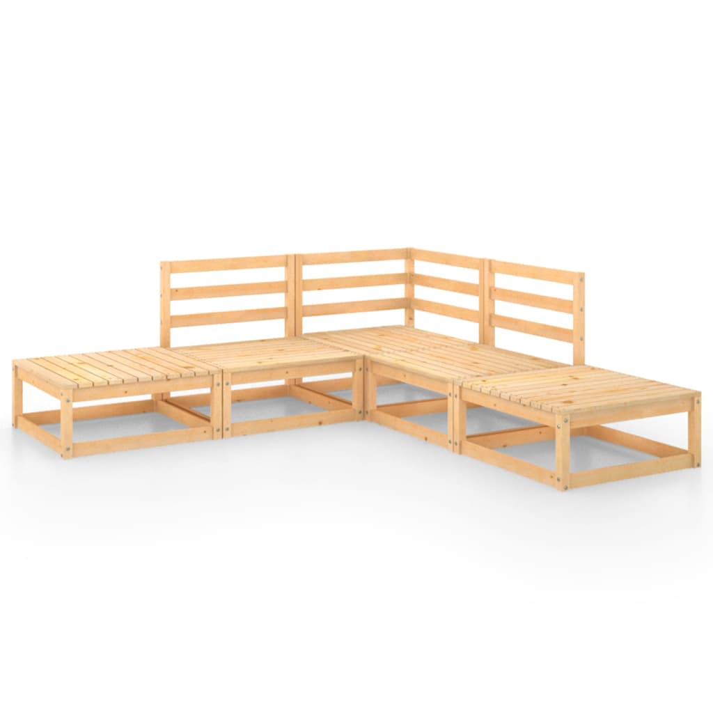 5 Piece Garden Lounge Set Solid Wood Pine