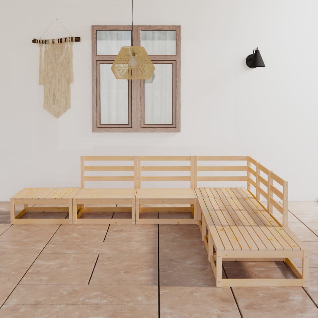 7 Piece Garden Lounge Set Solid Wood Pine