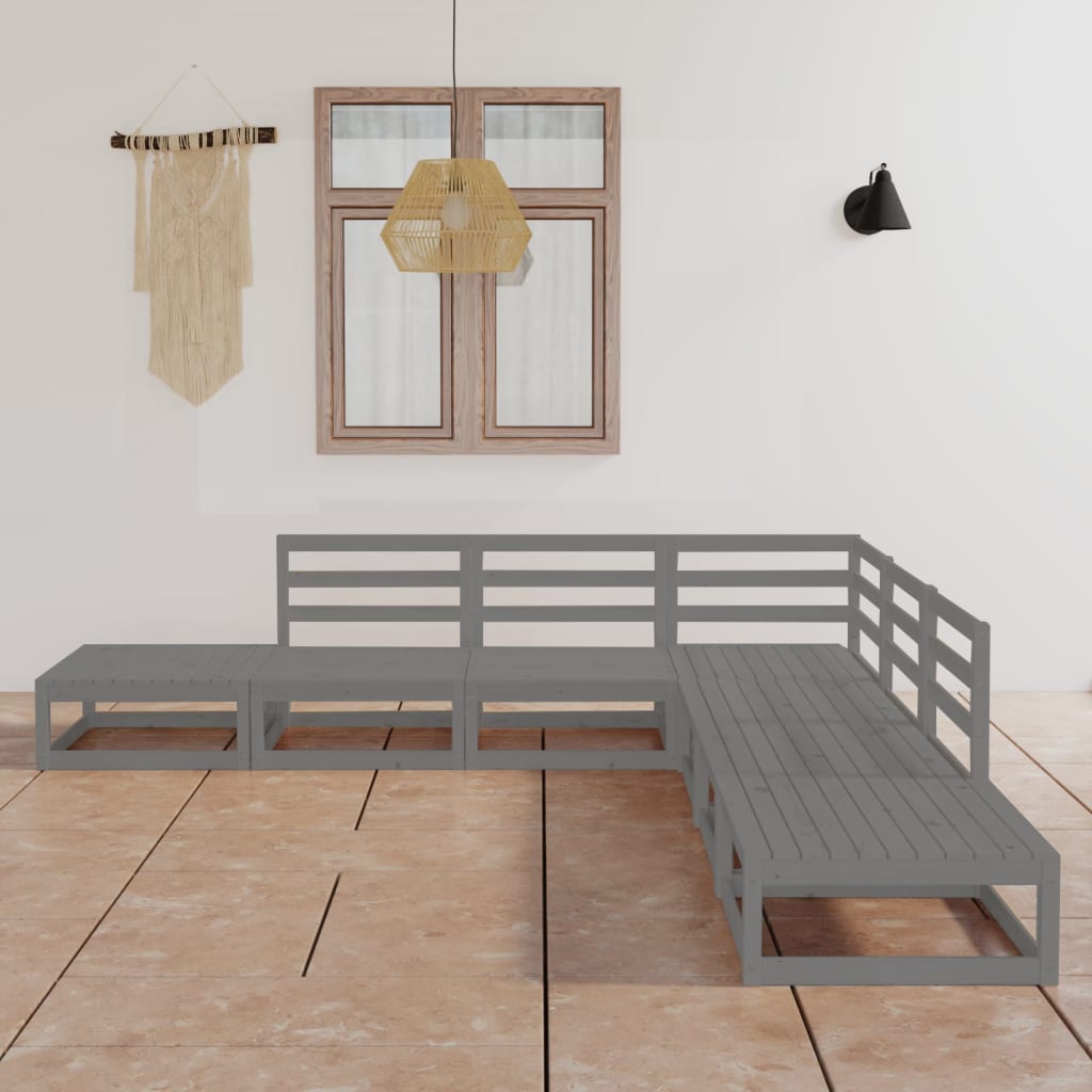 7 Piece Garden Lounge Set Solid Wood Pine