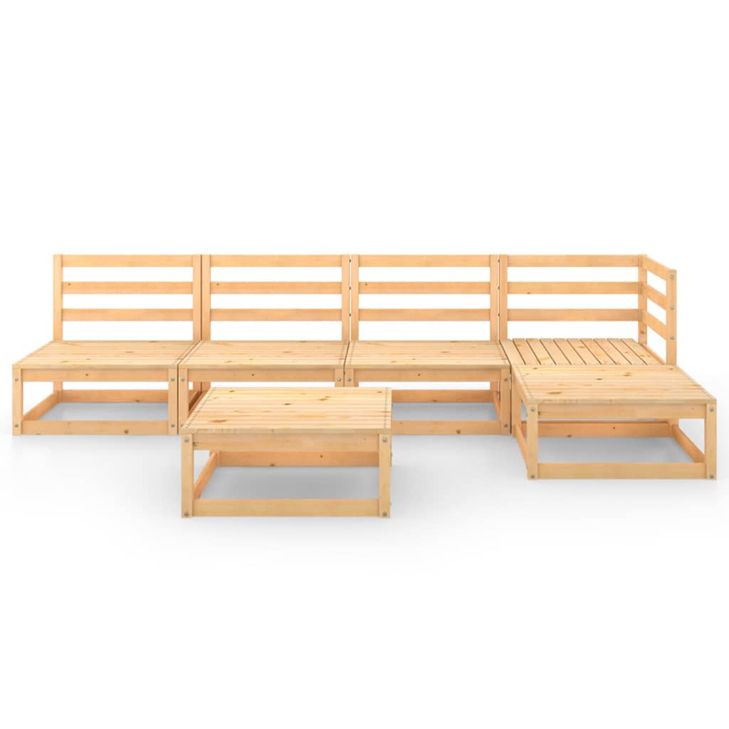 6 Piece Garden Lounge Set Solid Wood Pine
