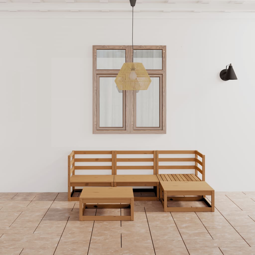 5 Piece Garden Lounge Set Solid Wood Pine