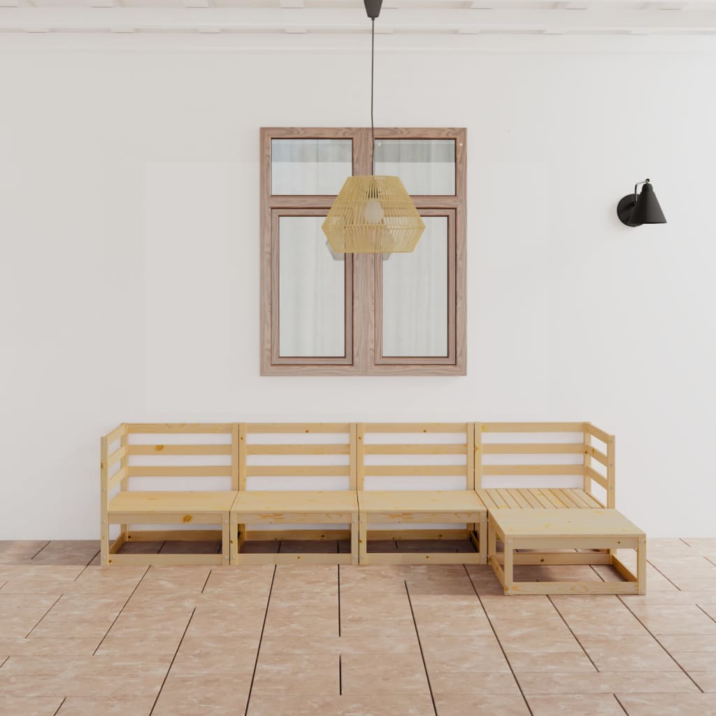 5 Piece Garden Lounge Set Solid Pinewood