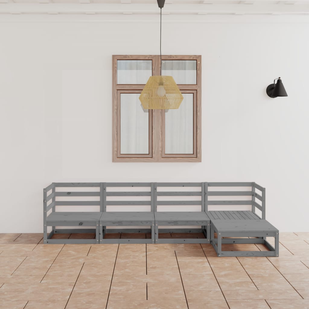 5 Piece Garden Lounge Set Solid Pinewood