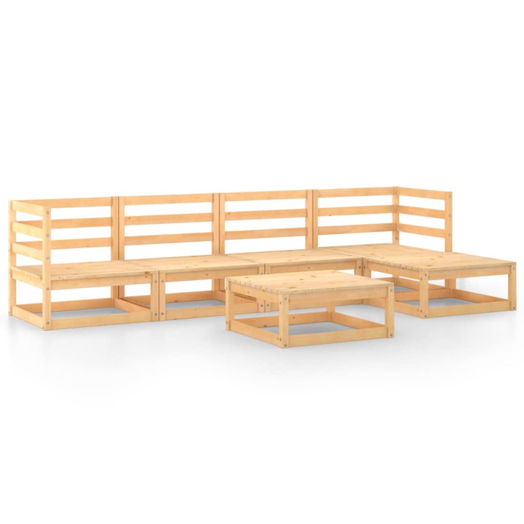 6 Piece Garden Lounge Set Solid Wood Pine
