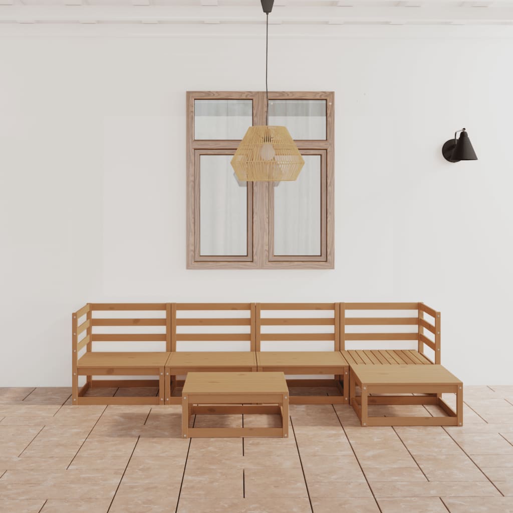 6 Piece Garden Lounge Set Solid Wood Pine