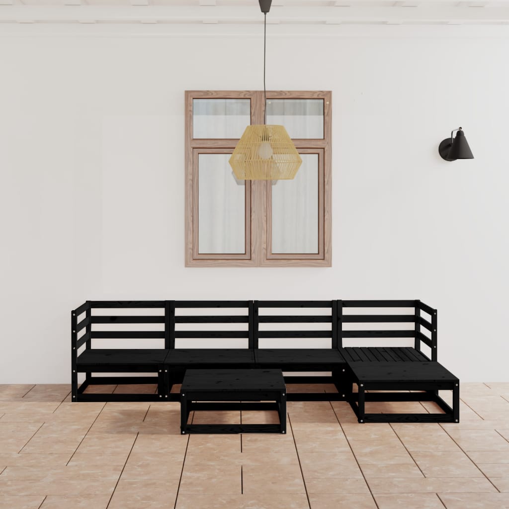 6 Piece Garden Lounge Set Solid Wood Pine