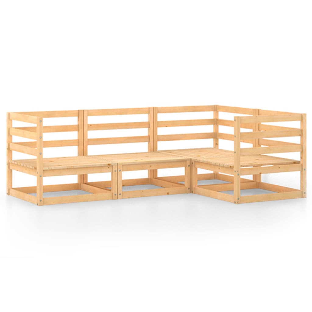 4 Piece Garden Lounge Set Solid Wood Pine
