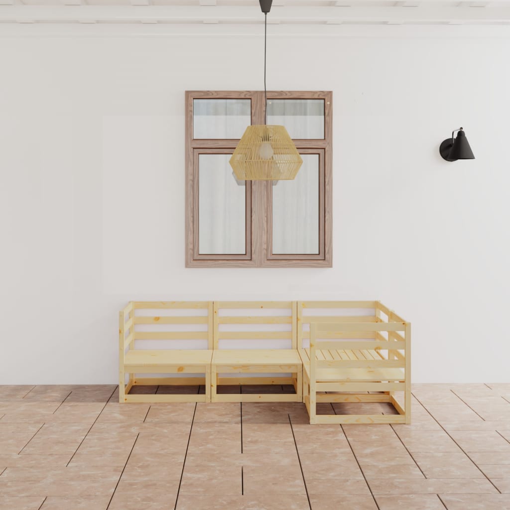 4 Piece Garden Lounge Set Solid Wood Pine