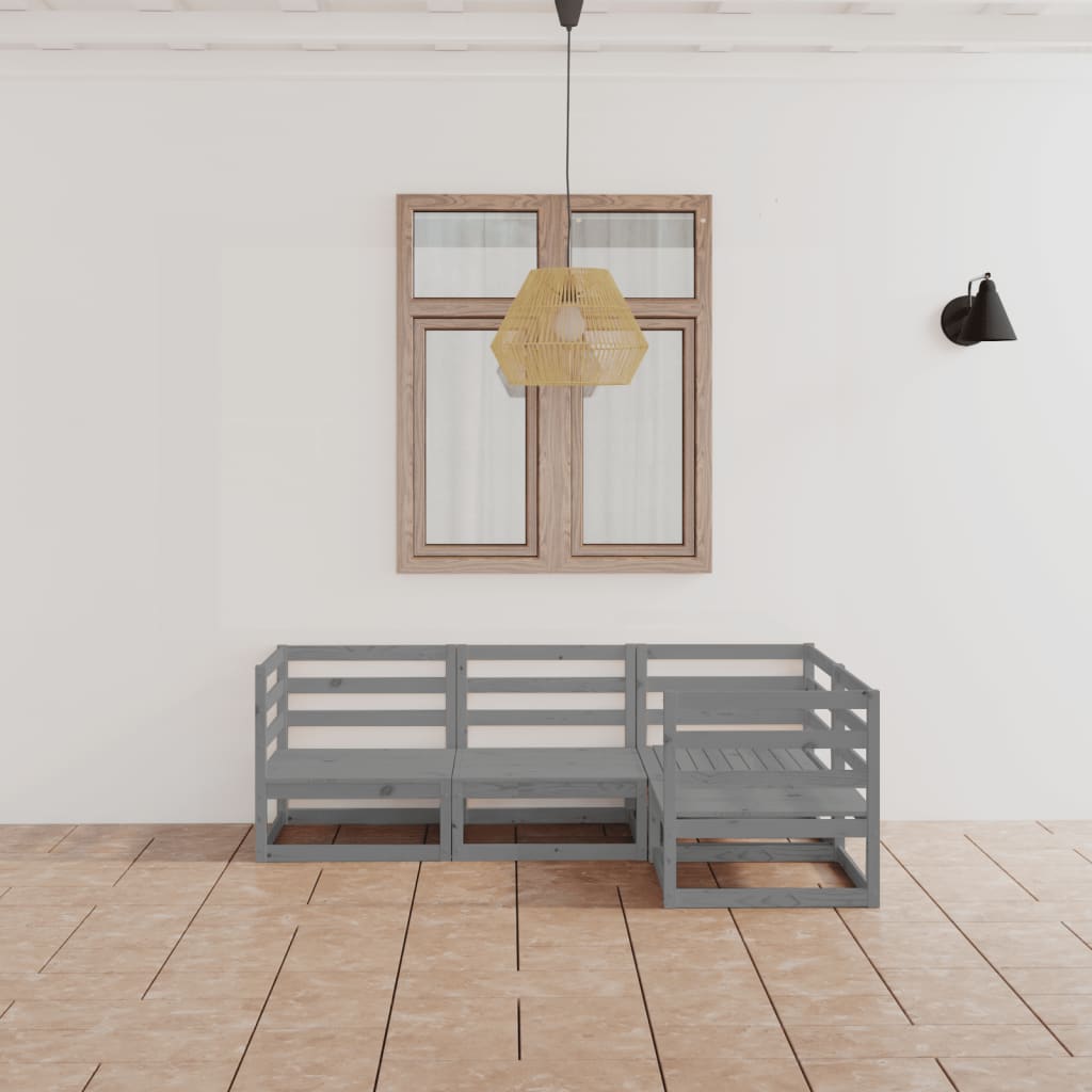 4 Piece Garden Lounge Set Solid Wood Pine