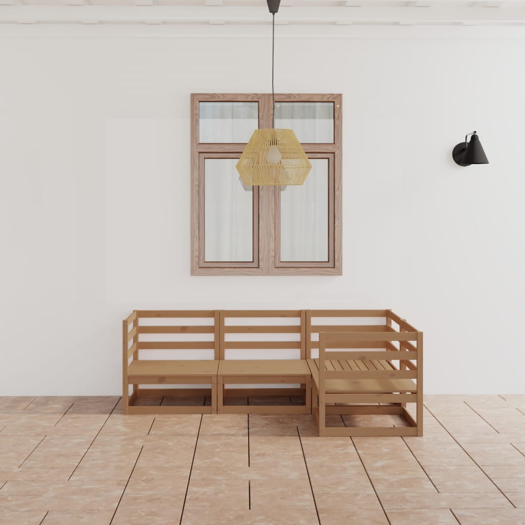 4 Piece Garden Lounge Set Solid Wood Pine