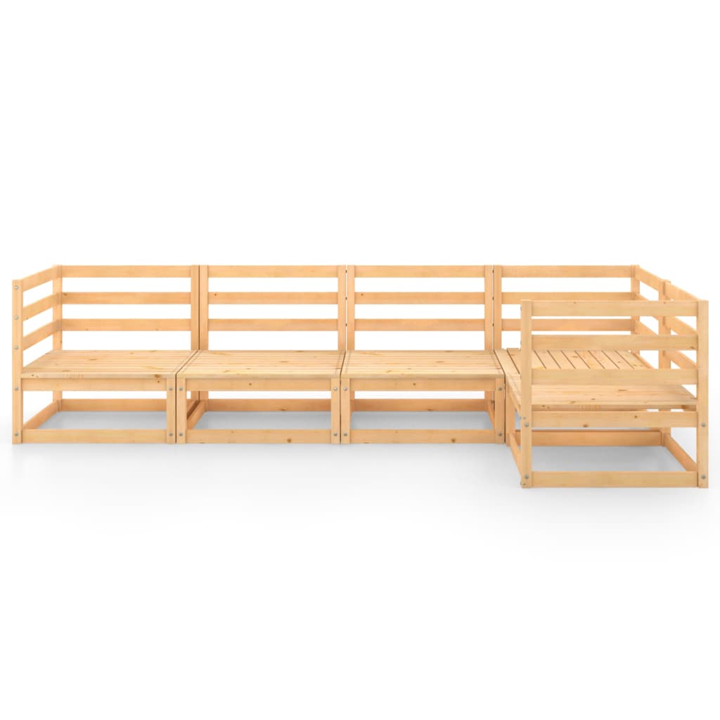 5 Piece Garden Lounge Set Solid Wood Pine