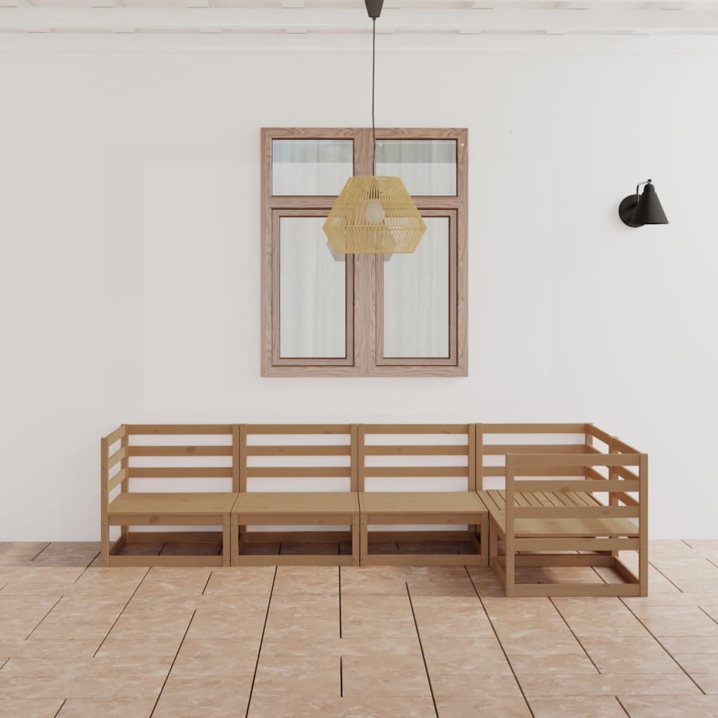 5 Piece Garden Lounge Set Solid Wood Pine