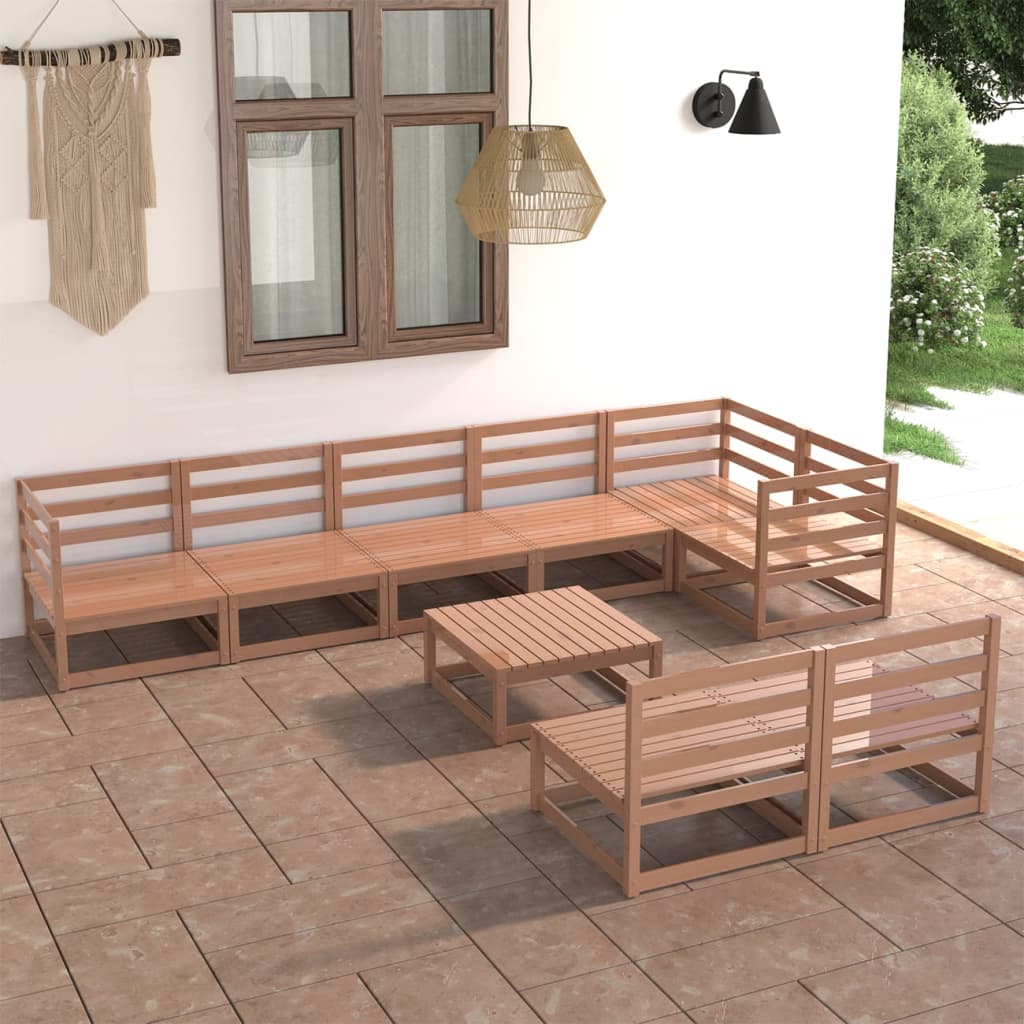 9 Piece Garden Lounge Set Solid Pinewood