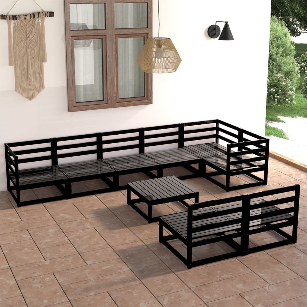 9 Piece Garden Lounge Set Solid Pinewood