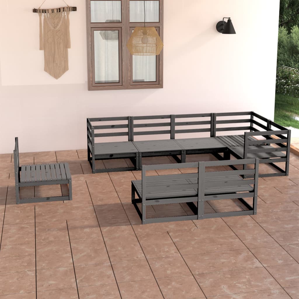 8 Piece Garden Lounge Set Solid Pinewood