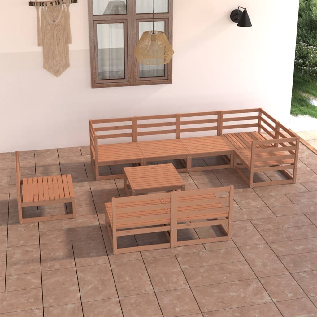 9 Piece Garden Lounge Set Solid Pinewood