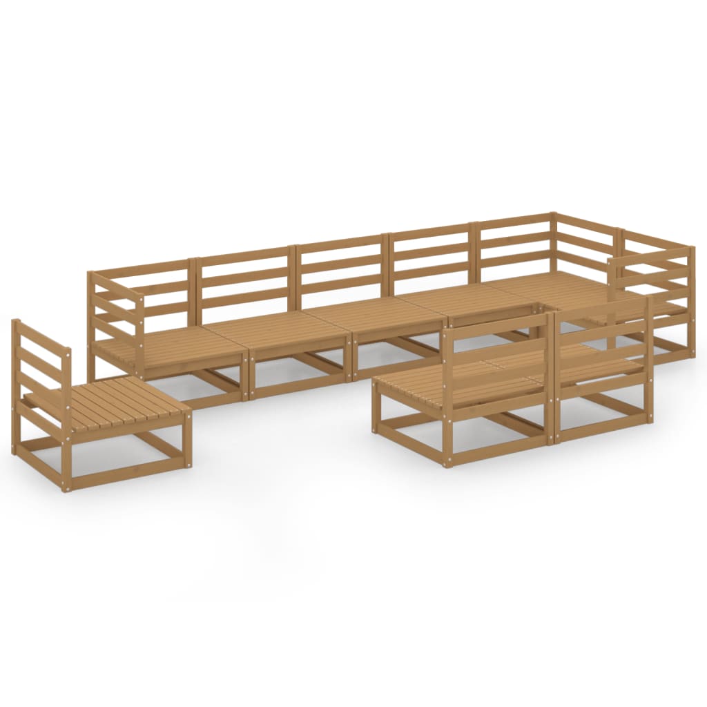 9 Piece Garden Lounge Set Solid Pinewood