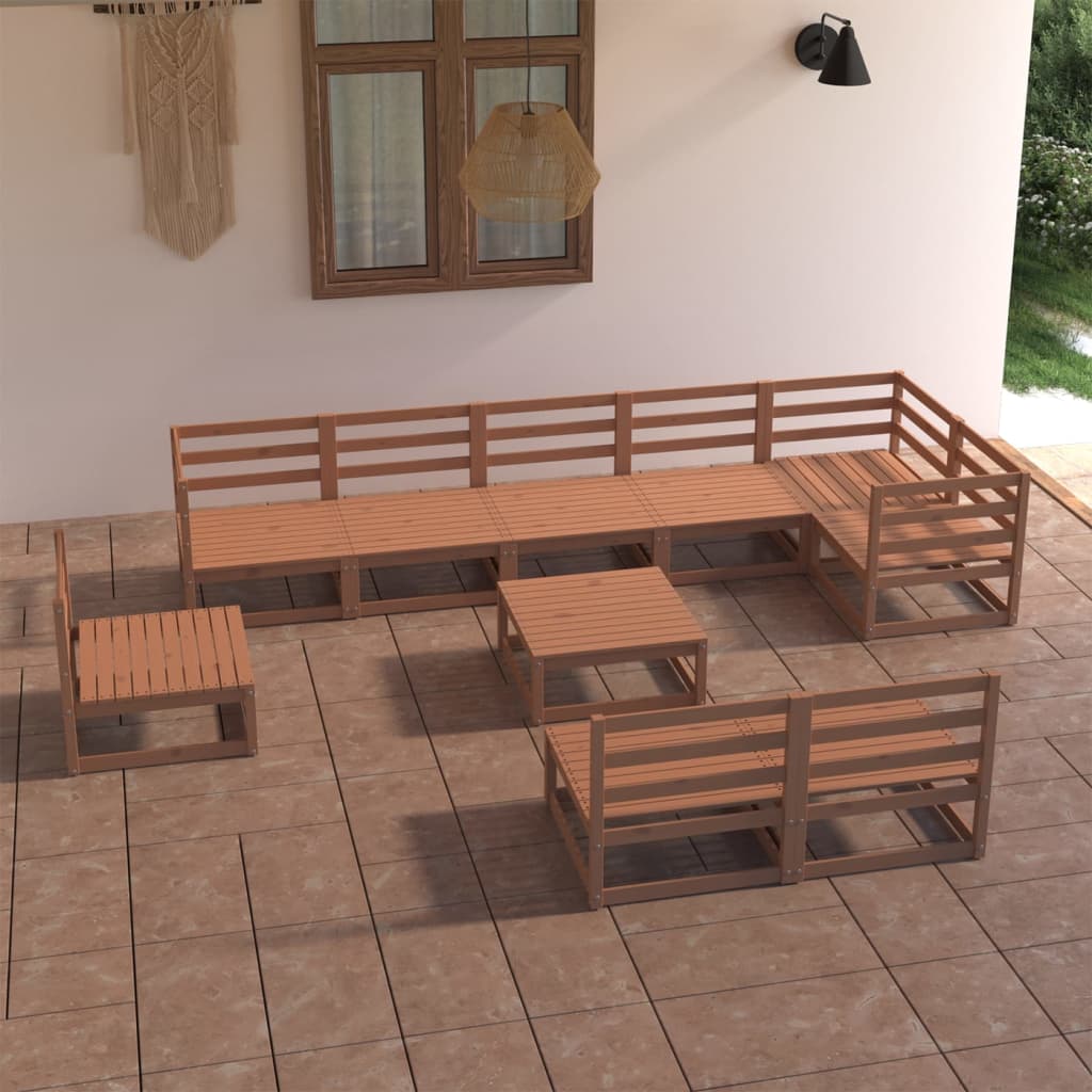 10 Piece Garden Lounge Set Solid Pinewood
