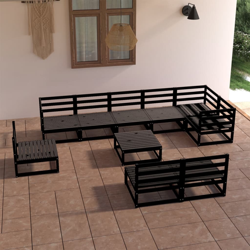10 Piece Garden Lounge Set Solid Pinewood